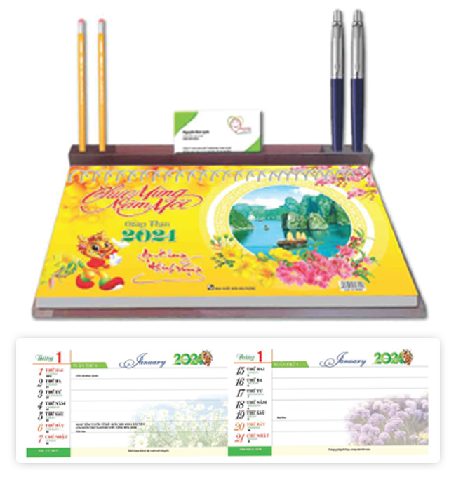 Lịch bàn 53 tuần đế nhựa (13x28) 2025