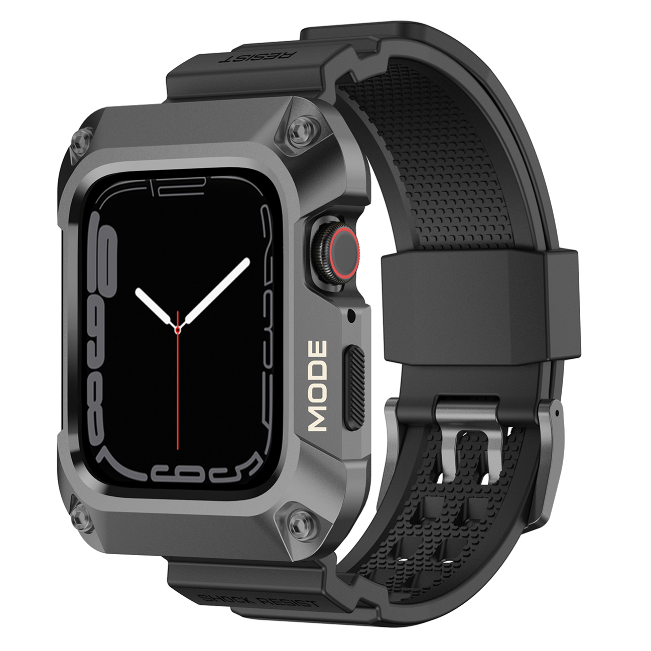 Ốp Case Vỏ Kim Loại bảo vệ tích hợp dây đeo cho Apple Watch Series 456SE789SE2 Size 44mm45mm - Hàng Chính Hãng - Xám