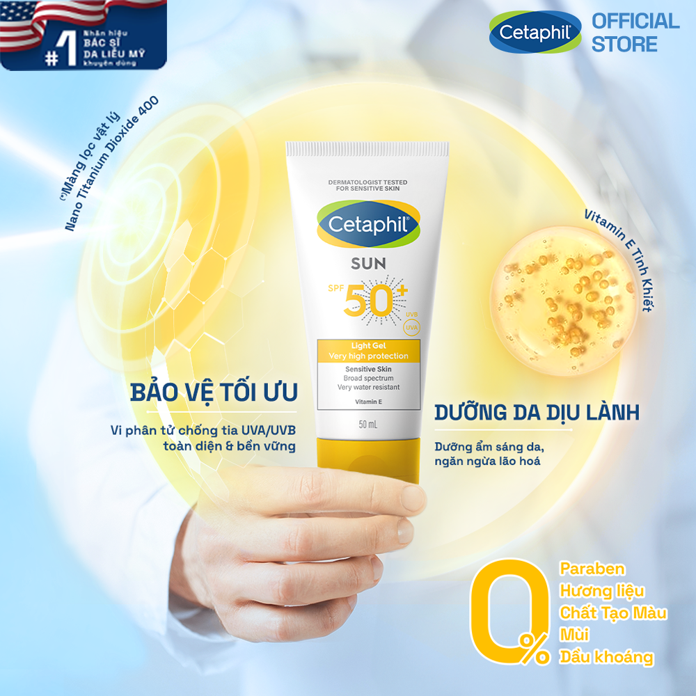 Kem chống nắng dịu lành cho da nhạy cảm CETAPHIL SUN SPF50+ LIGHT GEL 50ML