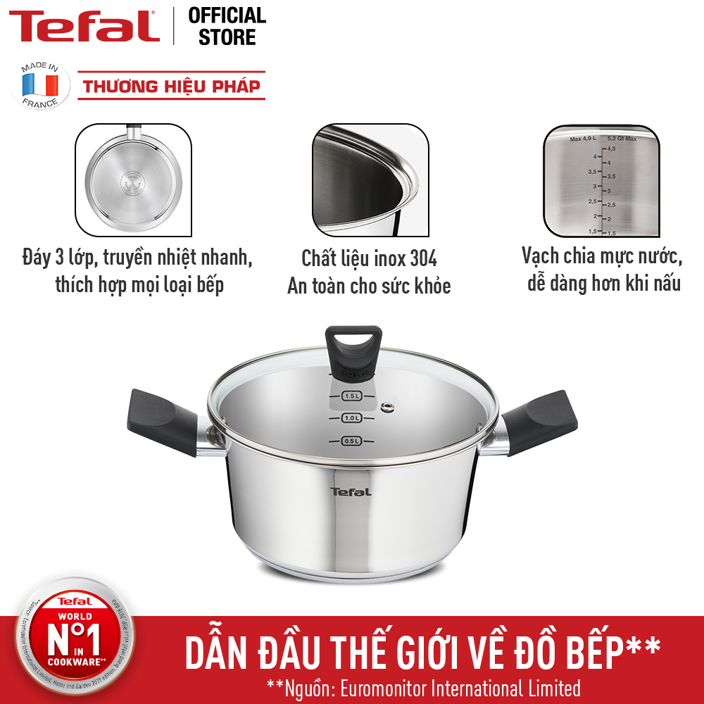 Nồi inox Tefal Simpleo B9054495 20cm (Trắng) - Hàng chính hãng