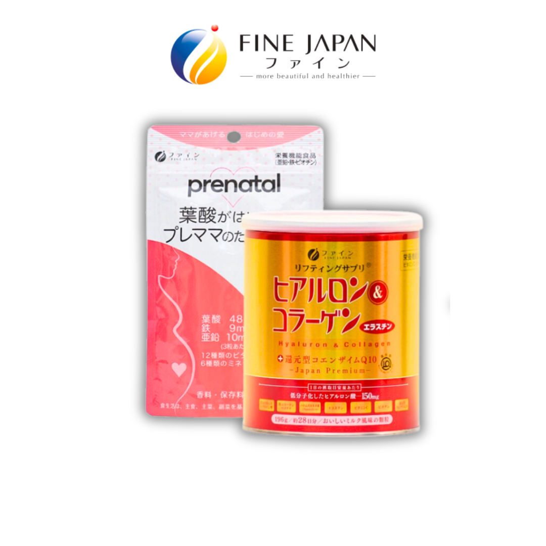 Combo Viên uống bà bầu FINE JAPAN hạn chế lão hóa da và bổ sung dưỡng chất 30 ngày (Prenatal & Collagen)