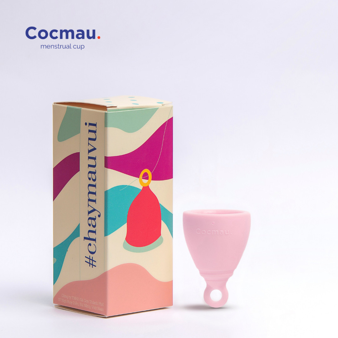 Cốc nguyệt san cải tiến Cocmau - Hồng Pastel - Cuống tròn dễ tháo - Thiết kế vành ẩn nhỏ gọn - 100% silicone y tế