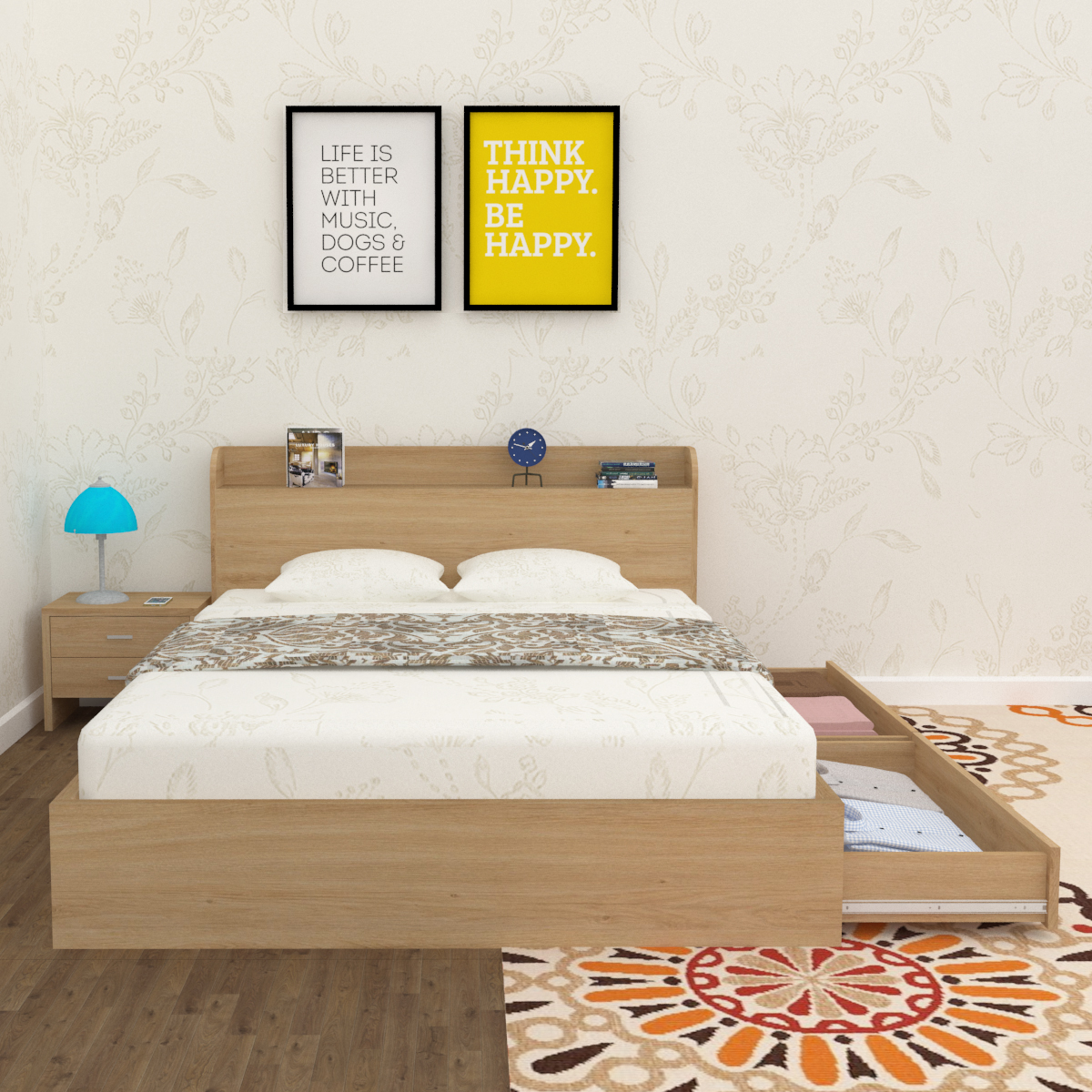 Giường Hộp Cao Cấp Có 2 Hộc Kéo FINE FG174 Kích thước 1m4 Thiết kế sang trọng