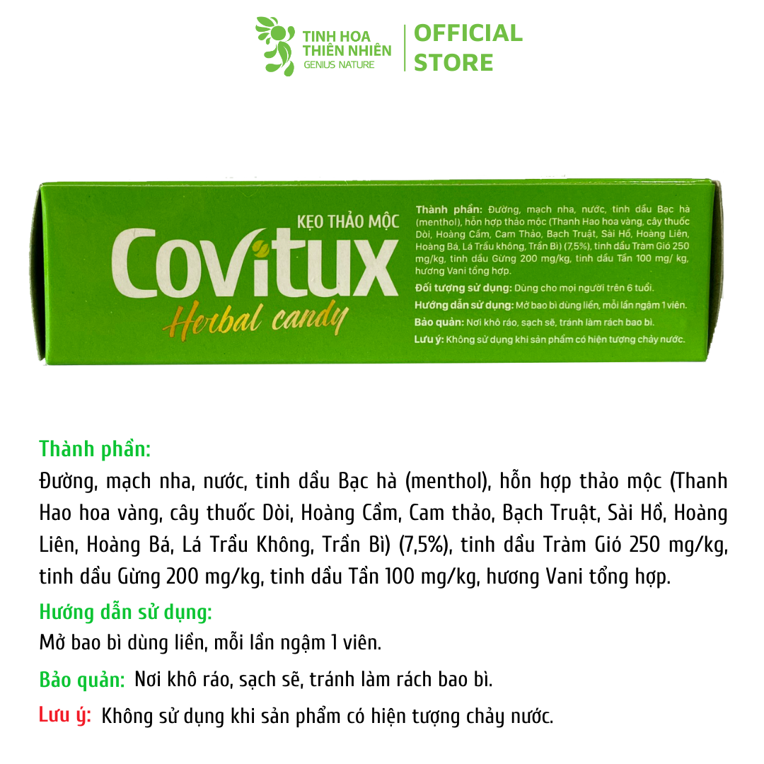 Kẹo thảo mộc Covitux (hộp 30 viên) - Genat  - Giao 2H HCM