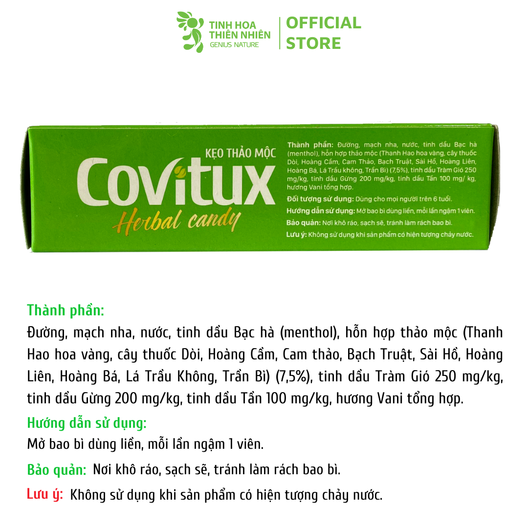 Combo 4 sản phẩm - Kẹo thảo mộc Covitux, Gezcol, Genat Gừng, chanh sả, kẹo - genat - Tinh Hoa Thiên Nhiên