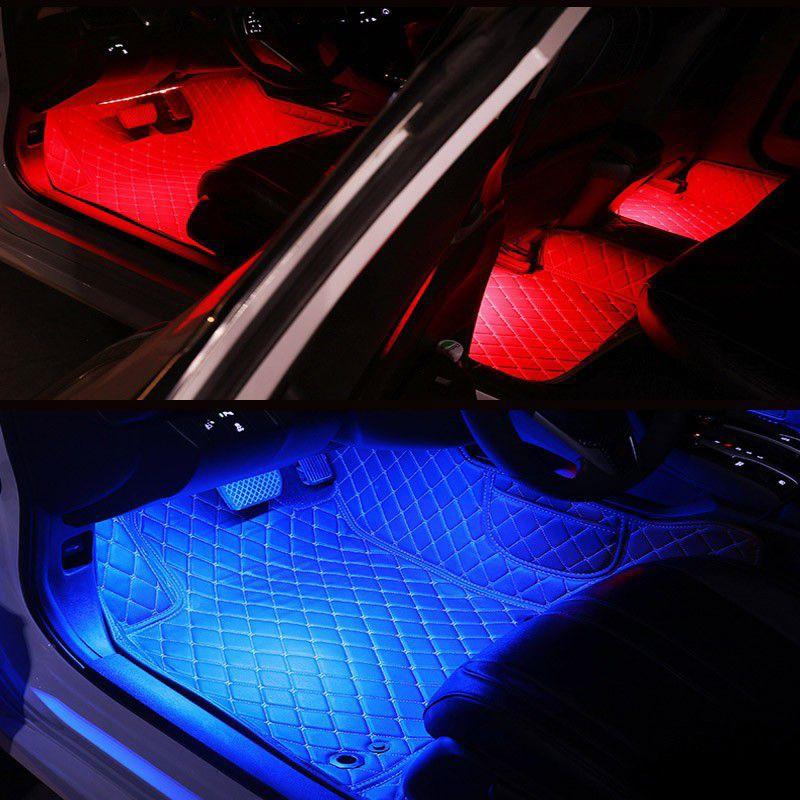 【Có hàng sẵn】BỘ 4 Dải ĐÈN LED 48 Bóng 7 MÀU Led CẢM ỨNG THEO NHẠc RGB trang trí nội thất xe ô tô kèm bộ điều khiển