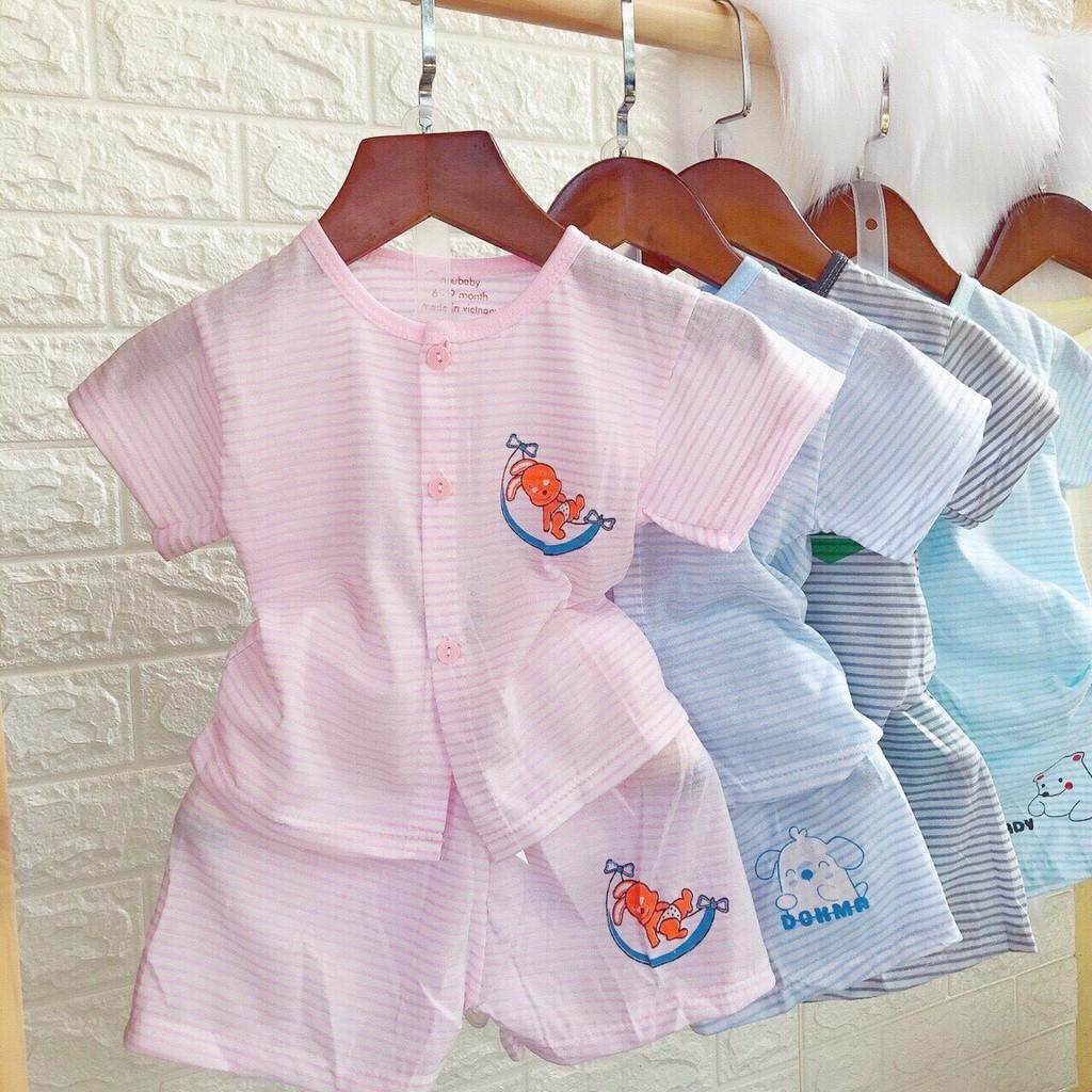 Bộ cộc tay cho bé trai bé gái sơ sinh vải Cotton Kẻ đẹp quần áo trẻ em hàng xịn từ 3-14kg – BCT07
