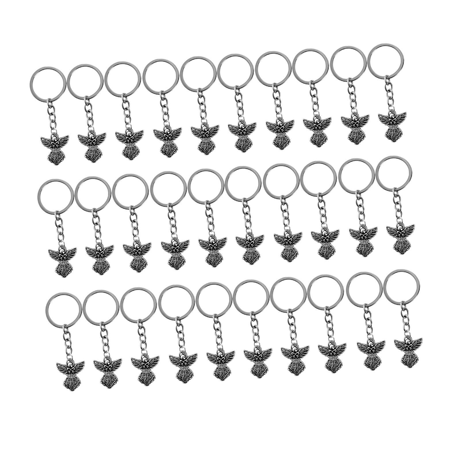 30Pack Angel Keychain Charm Pendant Vintage Key Chain for Wedding Party Favors