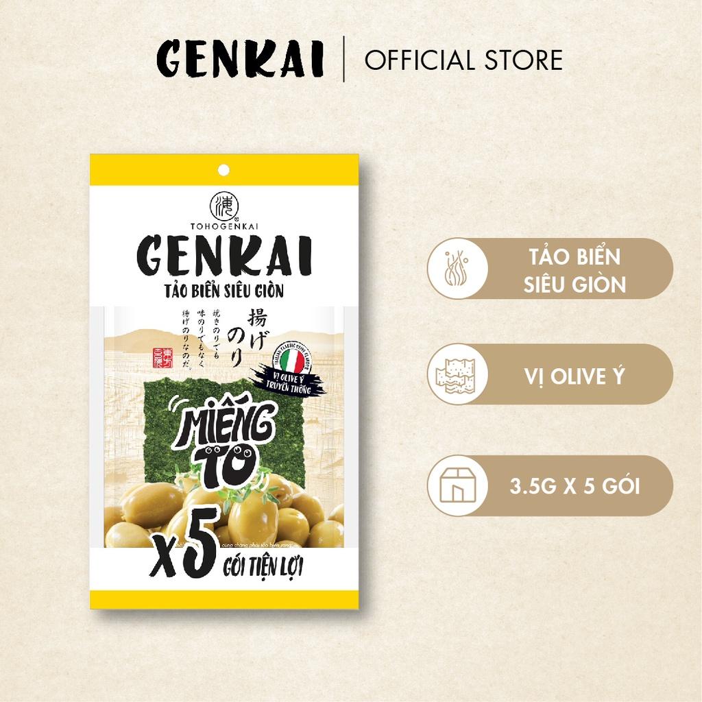 Snack Tảo Biển Siêu Giòn GENKAI Vị Olive Ý Truyền Thống 17.5g  (3.5g x 5 gói)