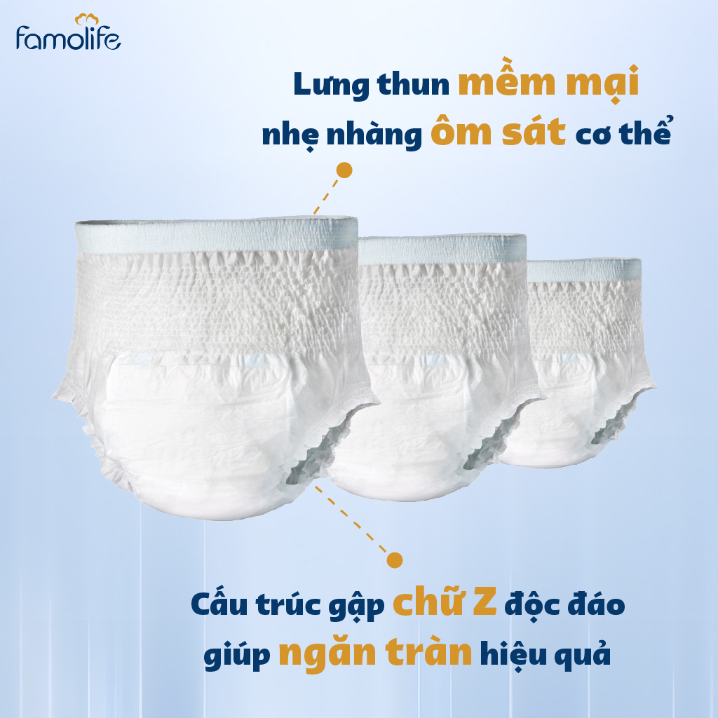 COMBO 3 Tã quần người già FAMOLIFE Cao Cấp mềm mại, thấm hút, chuẩn chất lượng Châu Âu