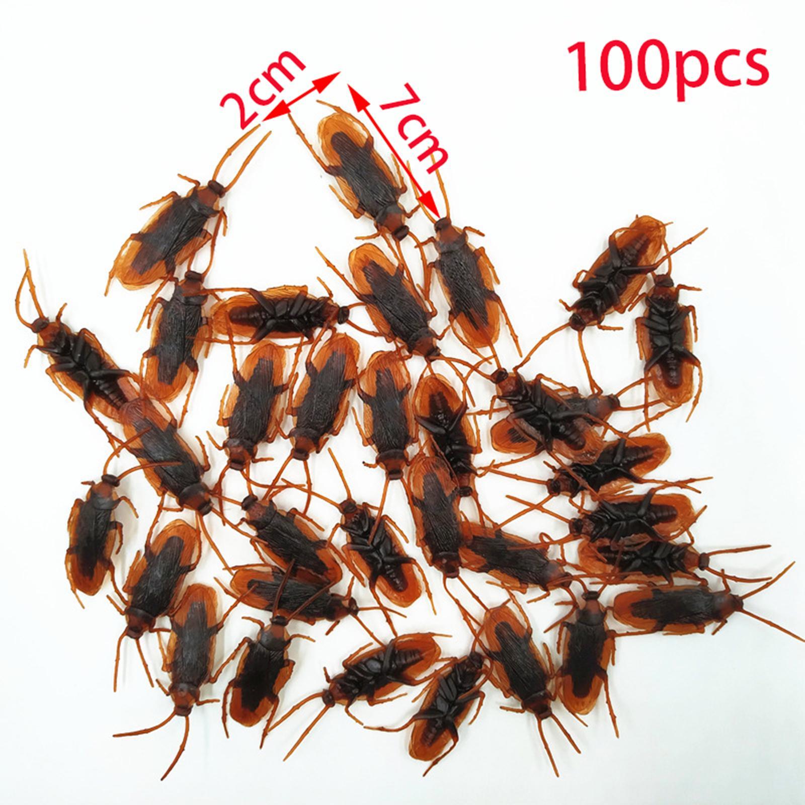 100 Pieces Fake Roaches Halloween Props Party Favors Animal Toys Tricky Toys Educational Toys Artificial Fake Roach for Christmas