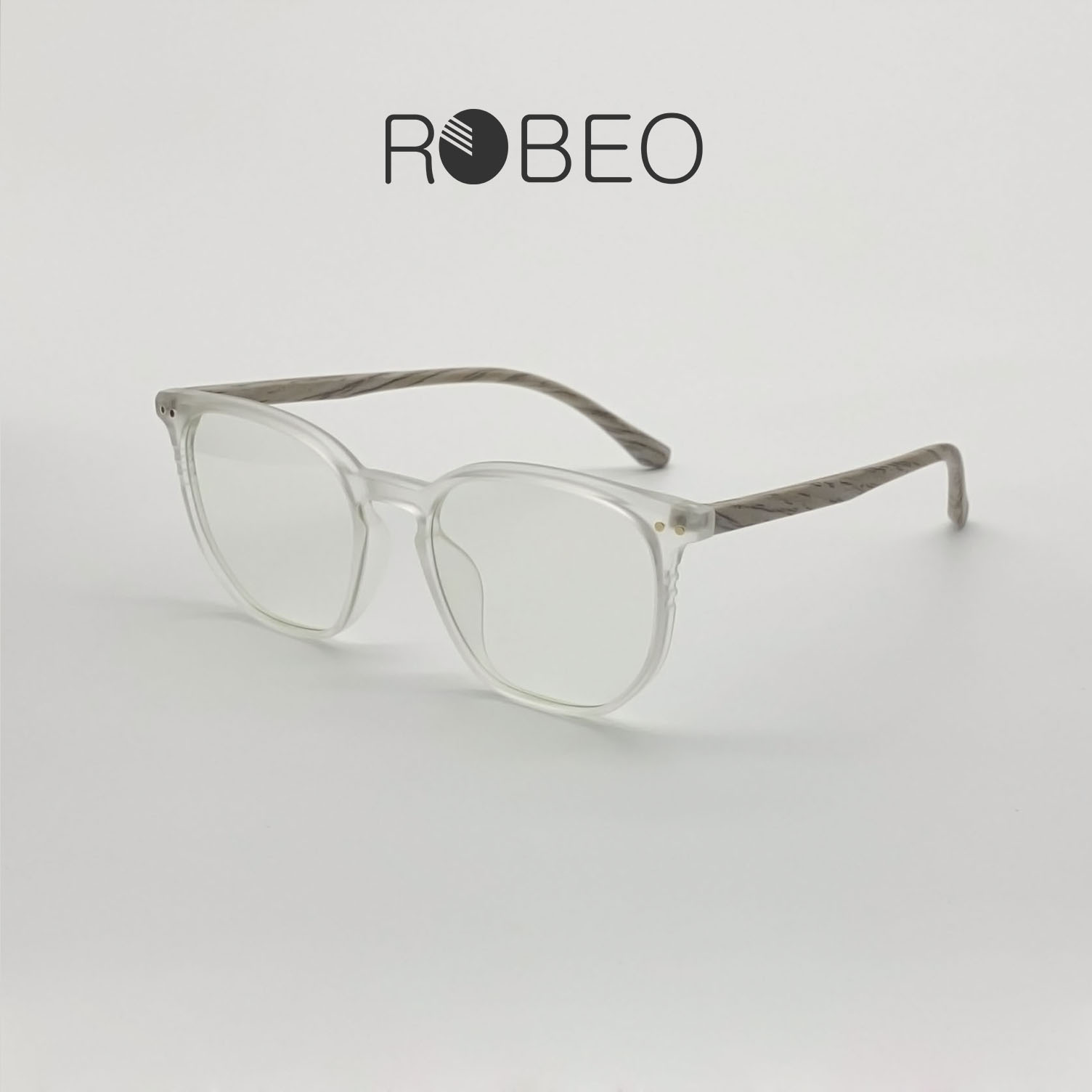 Gọng kính cận nam nữ ROBEO R0430, gọng nhám hoạ tiết vân gỗ mắt chống ánh sáng xanh - Fullbox