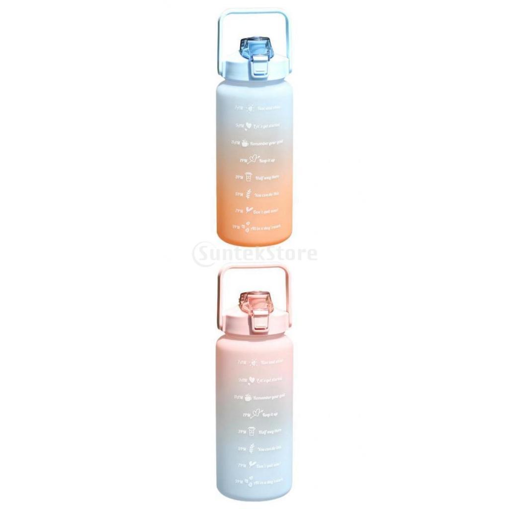 2 Pieces Water Bottle BPA Free 68oz 2000ml w/Straws for Sport Travel