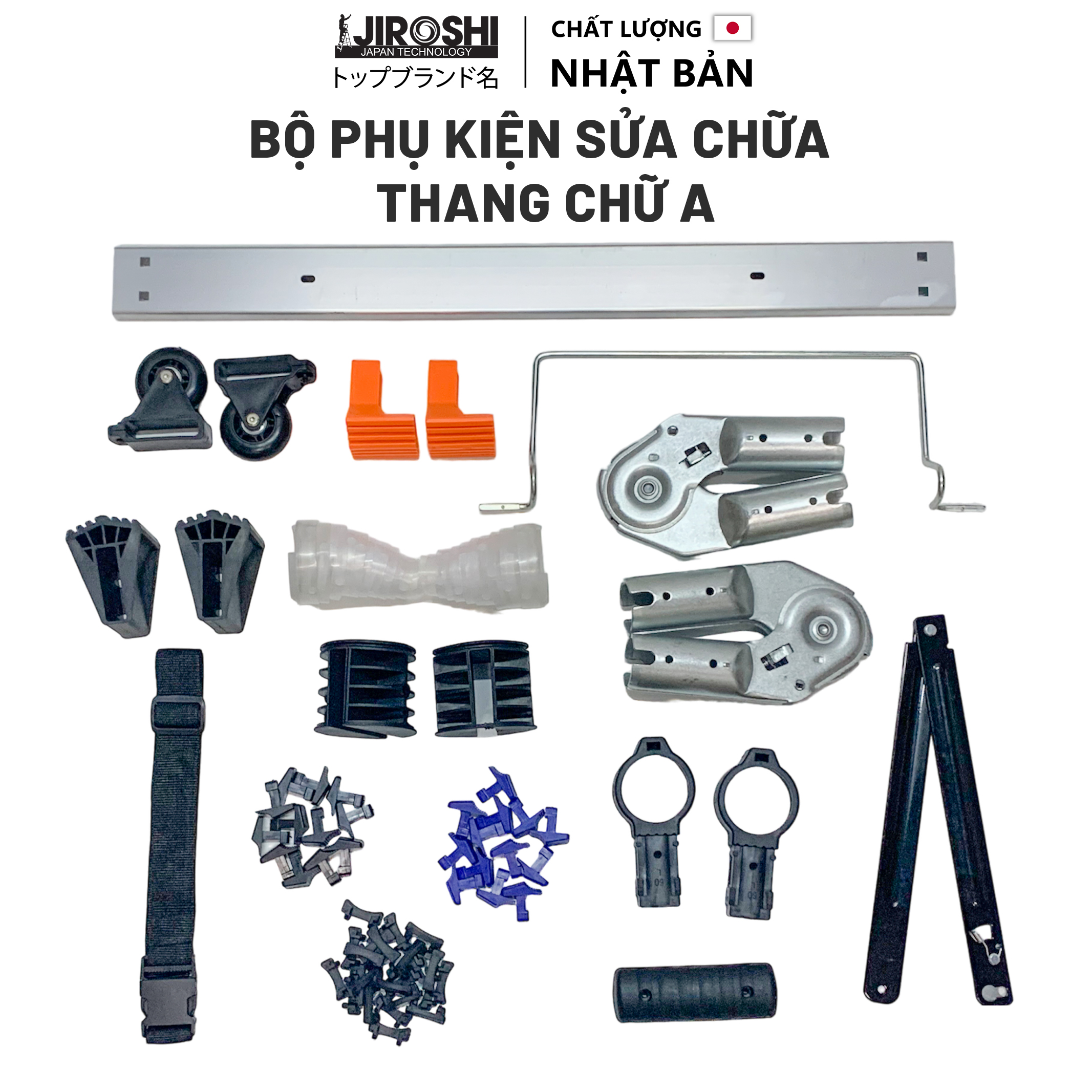 Bộ nhựa đen trong lòng thang INOX , phụ kiện thang rút JIROSHI