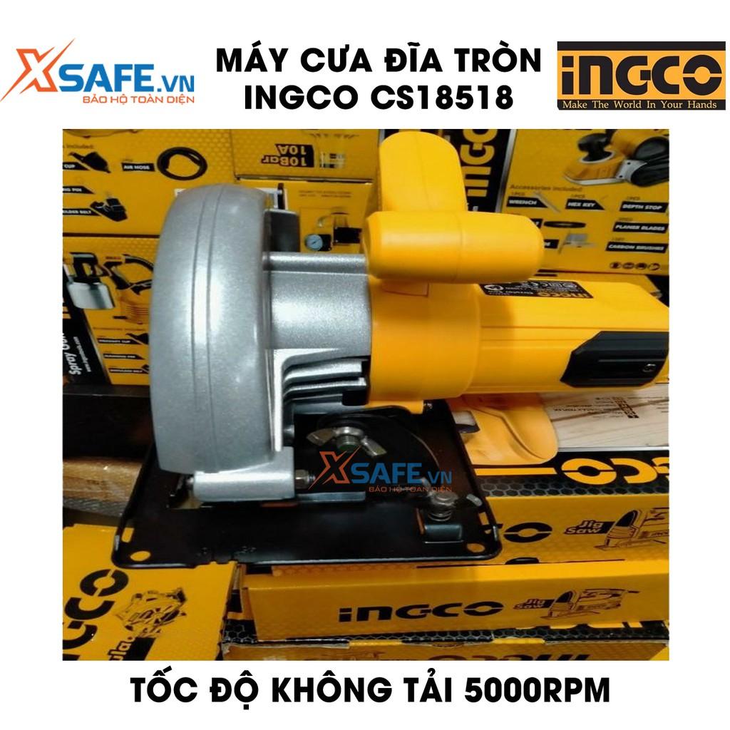 Máy cưa đĩa tròn INGCO CS18518 kèm theo 1 lưỡi cắt 185mm và 1 bộ than, công suất 1200W, tốc độ không tải 5000rpm