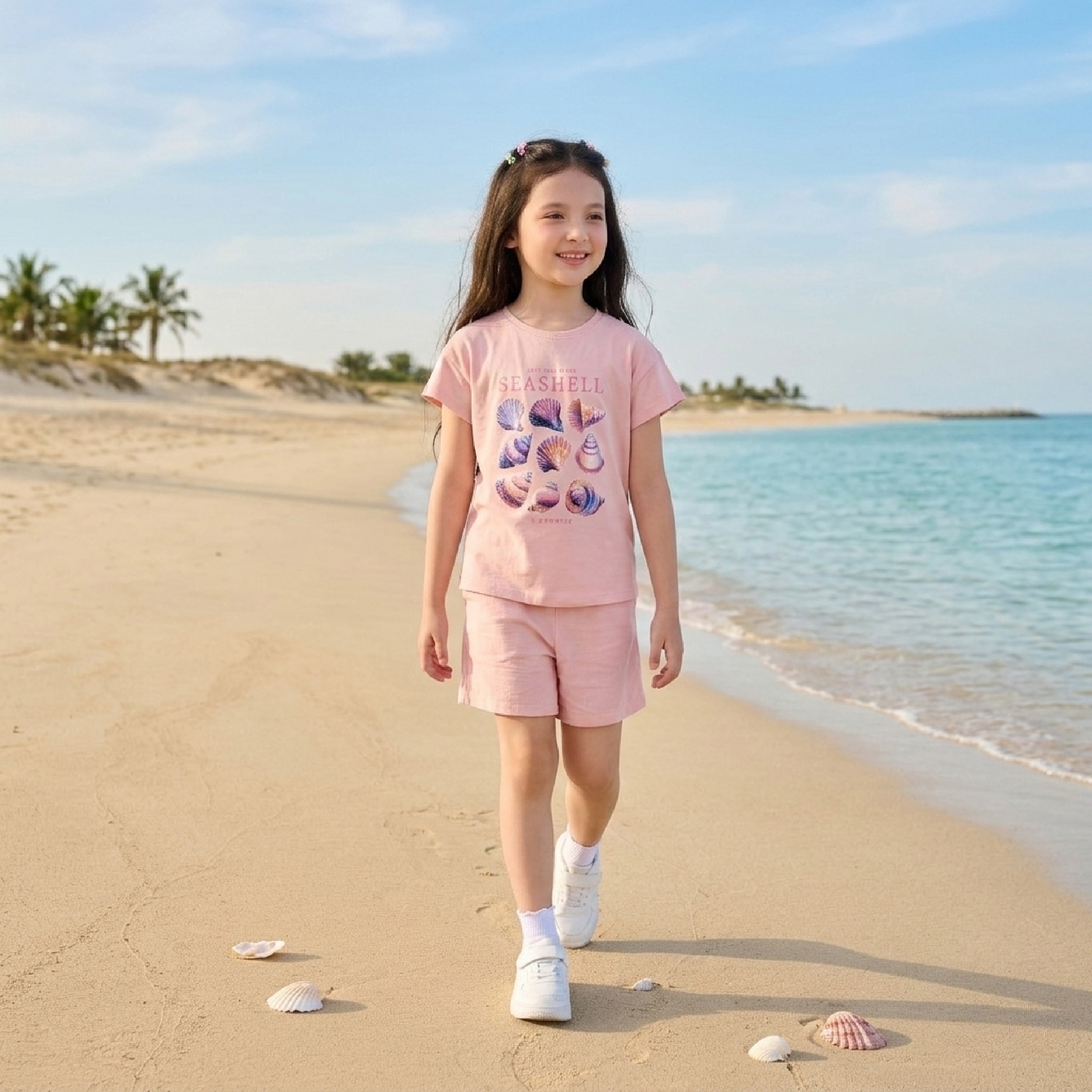 Bộ đồ cộc tay bé gái Bigfox Miss Meow size đại mặc nhà mùa hè vải cotton cho trẻ em 3-11 tuổi 35kg