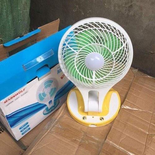 Quạt Sạc Tích Điện 2 Chế Độ Gió Kèm Đèn Led Siêu Sáng