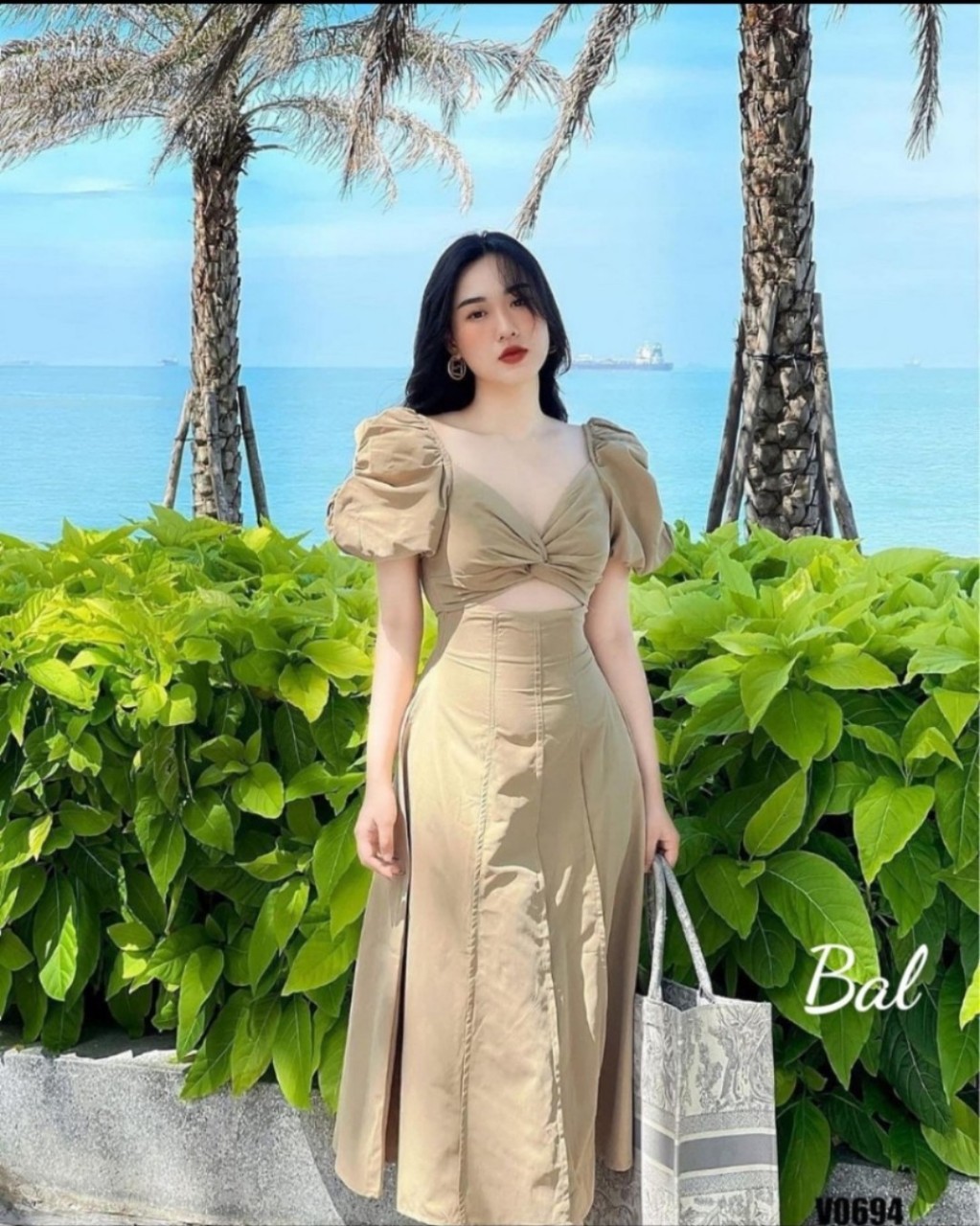Váy Midi Xoắn Ngực Form Dài (kèm ảnh thật
