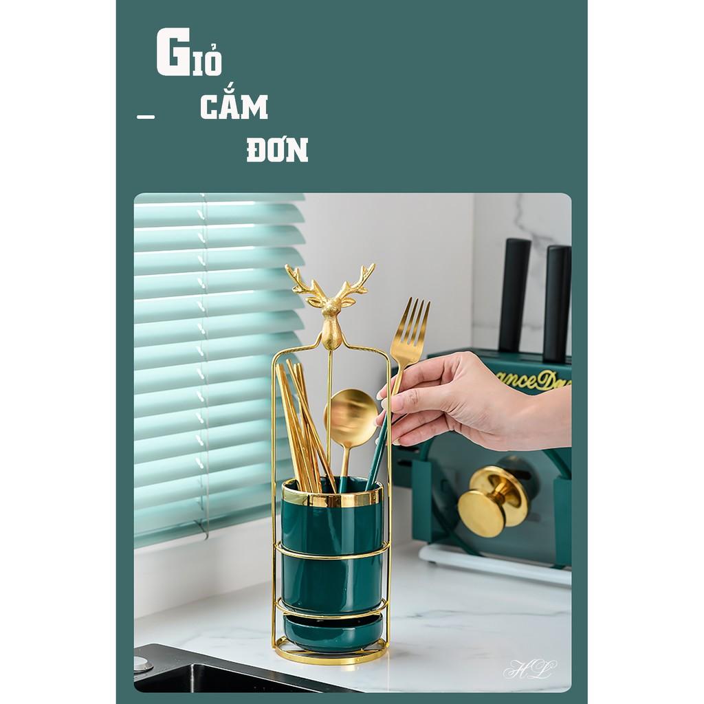 ỐNG CẮM ĐŨA ĐƠN | ỐNG ĐŨA 1 SỨ XANH NGỌC BÍCH | GIỎ CẮM ĐŨA SỨ HALLEY HOME LUXURY | LẴNG SỨ HƯƠU MẠ VÀNG