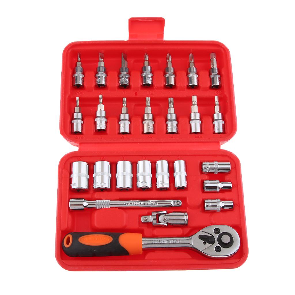 Socket Set Repair Tool Torque Ratchet Wrench Chrome Vanadium Steel