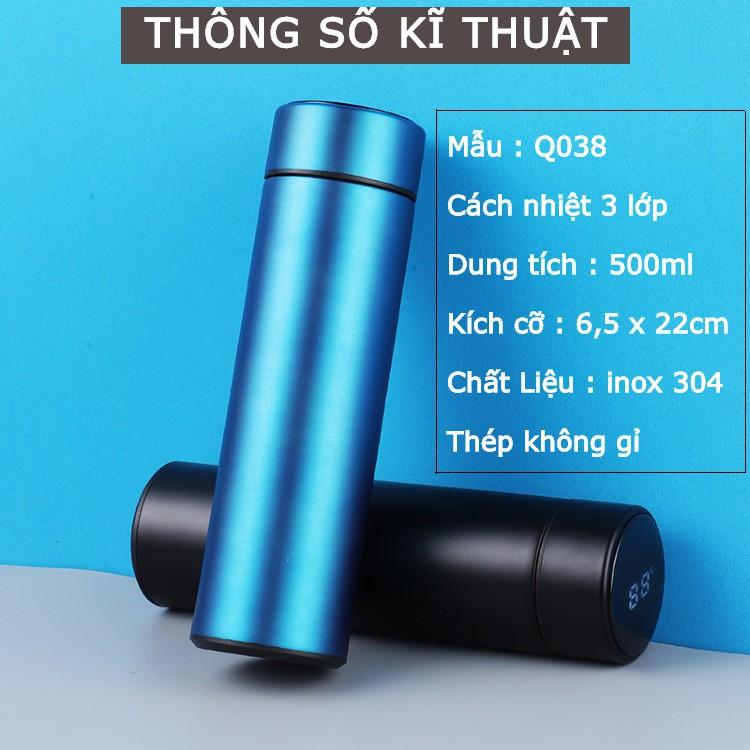 Bình Giữ Nhiệt Có Nắp Cảm Ứng Nhiệt Độ Inox 304 Cao cấp - 500ml