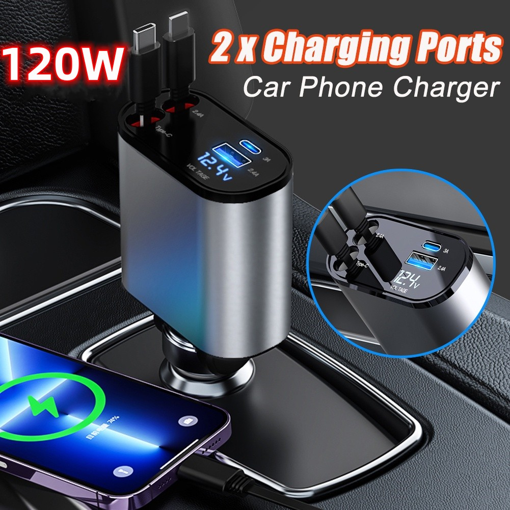 Dây Cáp Sạc Nhanh 120W 4 Trong 1 Rút Được Cổng usb type c Cho for samsung nhiều mẫu điện thoại-Hàng nhập khẩu