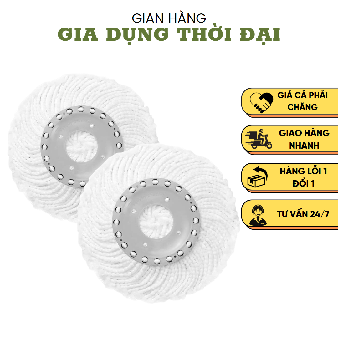 (COMBO) 2 Bông Lau Nhà Xoay 360 Độ OMEGA SUPA MOP Đài Loan - Thấm Hút Tốt - Mạnh Mẽ - Sợi Bông Mềm Mịn