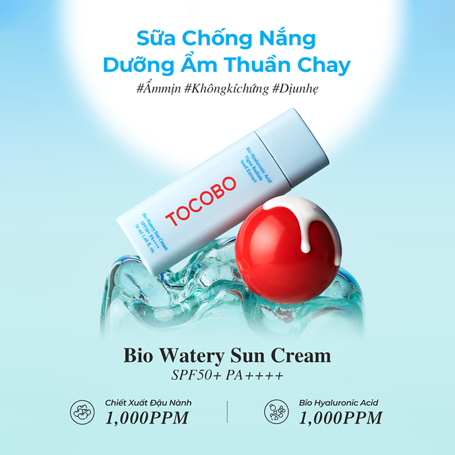 Sữa Chống Nắng Dưỡng Ẩm Cao - Kem Mỏng Nhẹ Không Bết Dính Tocobo Bio Watery Sun Cream SPF50+ PA++++