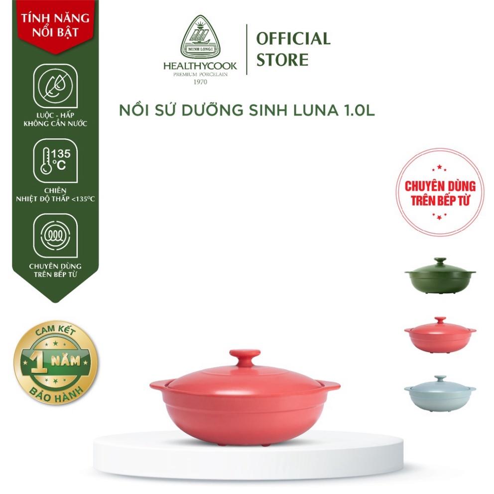 Nồi Sứ sinh dưỡng Minh Long Healthy Cook Luna 1.0 L - dành cho bếp điện đồ sứ thời thượng dân dụng thông mi