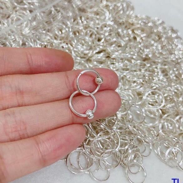 Bông tai vòng tròn bi bạc dành cho bé yêu-bạc pmj