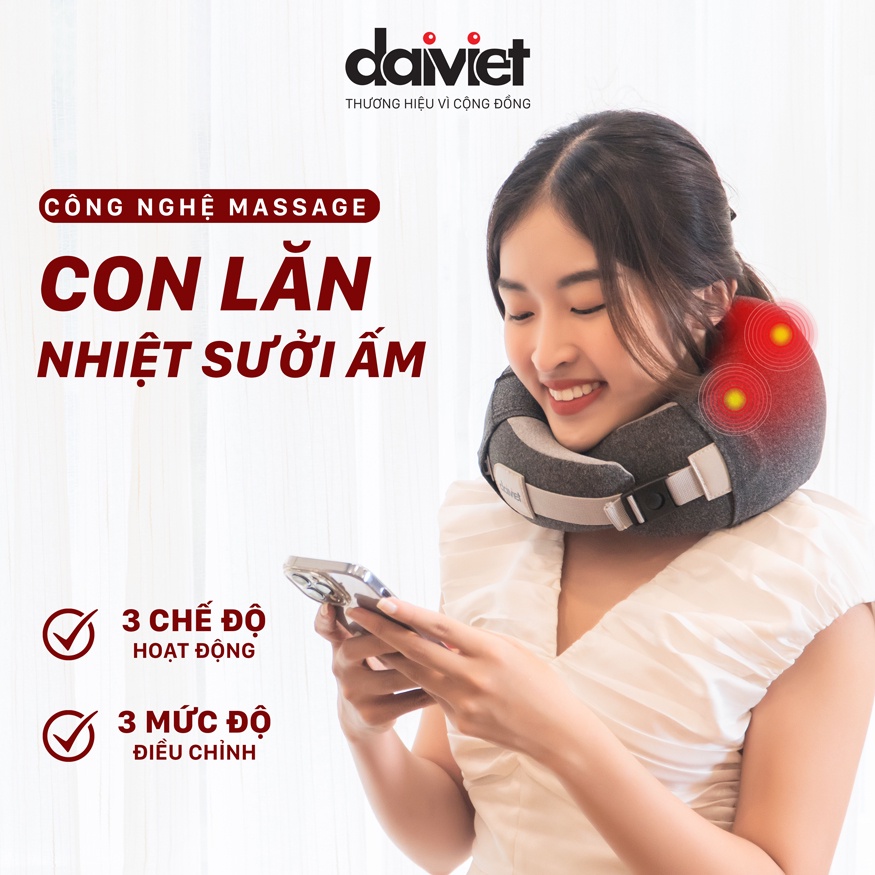 Máy Massage Cổ Đại Việt Con Lăn Cao Cấp Trị Liệu Giảm Đau Mỏi Cổ Vai Gáy DVMG-00001
