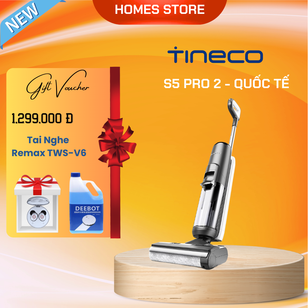 Máy Hút Bụi Lau Sàn Khô Uớt Tự Giặt Giẻ TINECO IFLOOR 2 Thương Hiệu Mỹ Lực Hút 12,000 Pa, Có Kết Nối App Theo Dõi, Công Suất 220 W - Hàng Chính Hãng - Bảo Hành 24 Tháng