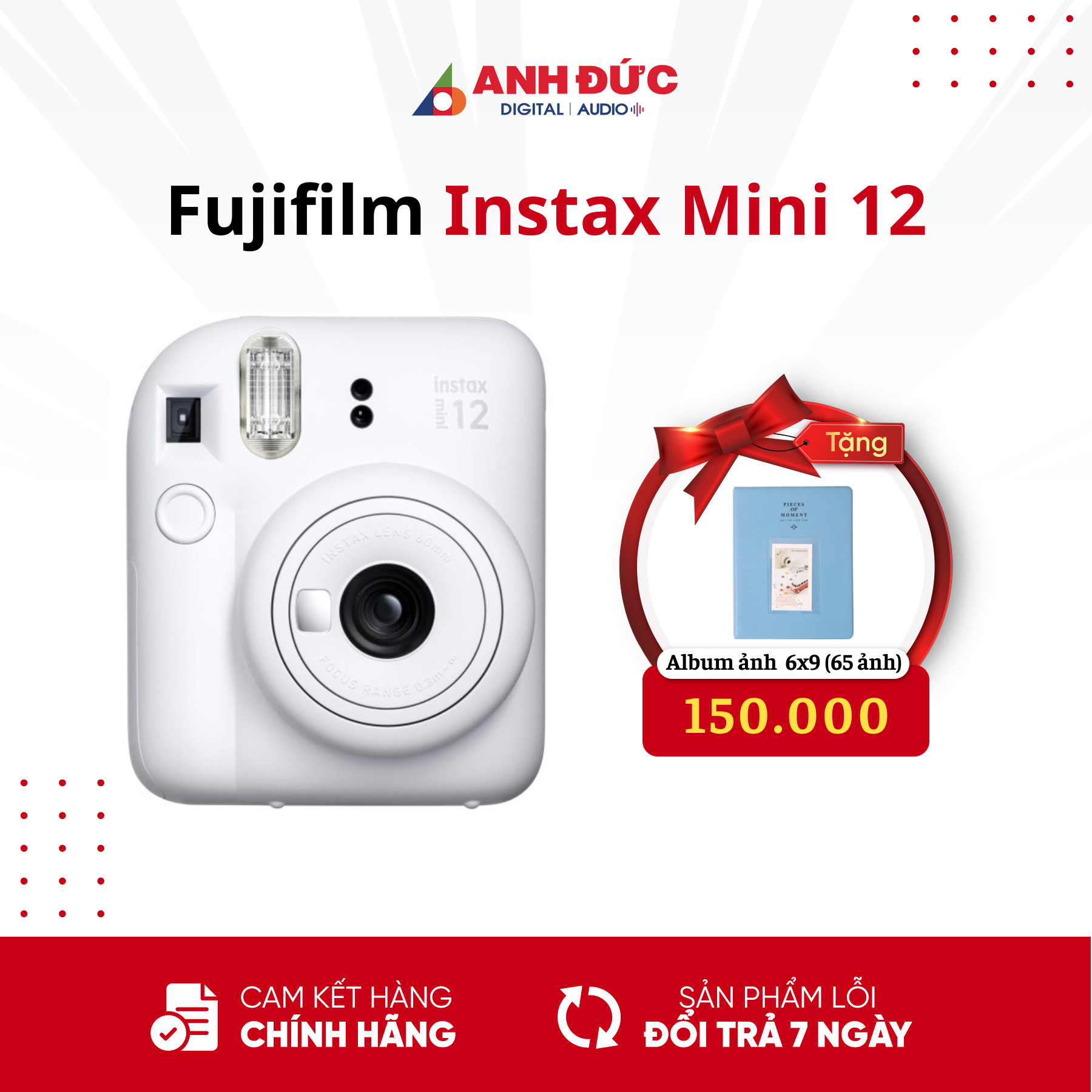 Máy Ảnh Chụp Lấy Liền Fujifilm Instax Mini 12 - Hàng Chính Hãng - Bảo Hành 12 Tháng