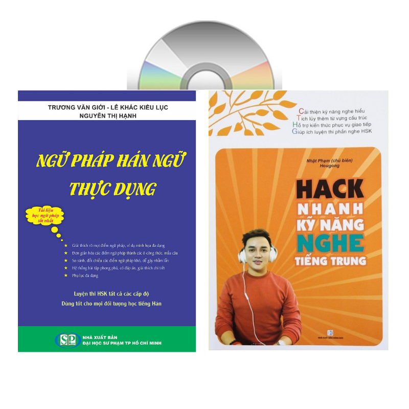 Sách - combo: Ngữ Pháp Hán Ngữ Thực Dụng +Hack nhanh kỷ năng nghe tiếng trung +DVD tài liệu