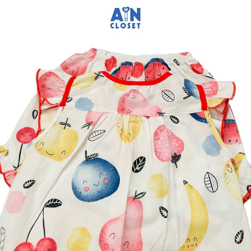 Bộ quần áo ngắn bé gái họa tiết Trái Cây nơ đỏ cotton - AICDBGWMWDSS - AIN Closet