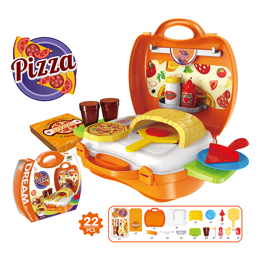 Bộ đồ chơi nhập vai BOWA 8313-Vali làm pizza 22 món
