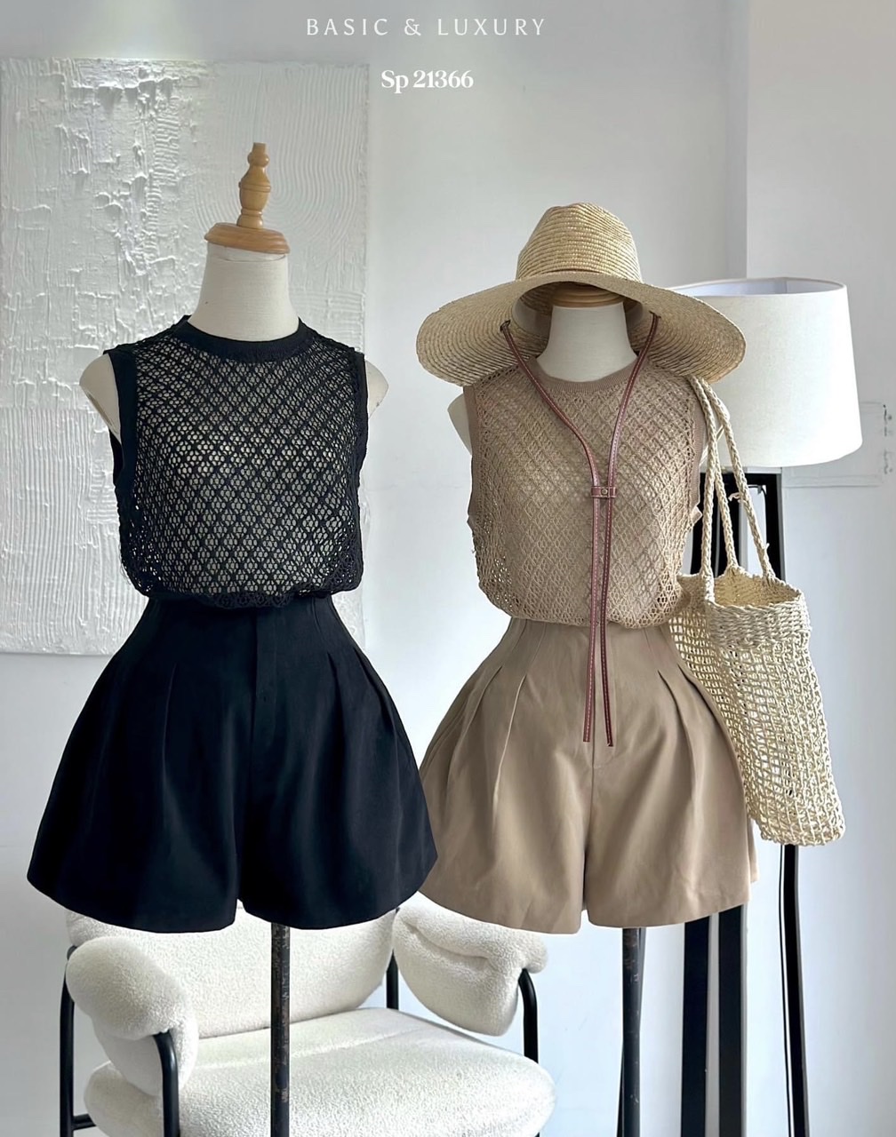 SET ÁO LƯỚI SÁT NÁCH MÀU PASTEL XUYÊN THẤU + QUẦN GIẢ VÁY NGẮN SHORTS ỐNG RỘNG LƯNG CAO ĐI CHƠI TIỆC DẠO PHỐ ĐI BIỂN ĐI LÀM CÔNG SỞ