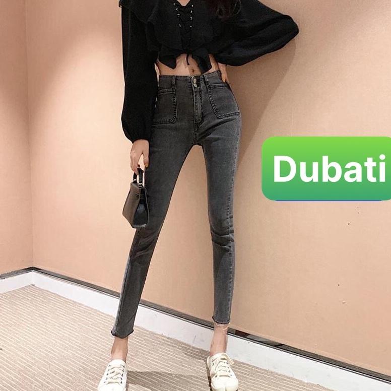 QUẦN JEAN NỮ CHẤT BÒ XÁM 2 CÚC LƯNG CAO NÂNG MÔNG DB-84 HOT MÙA HÈ -DUBATI FASHION