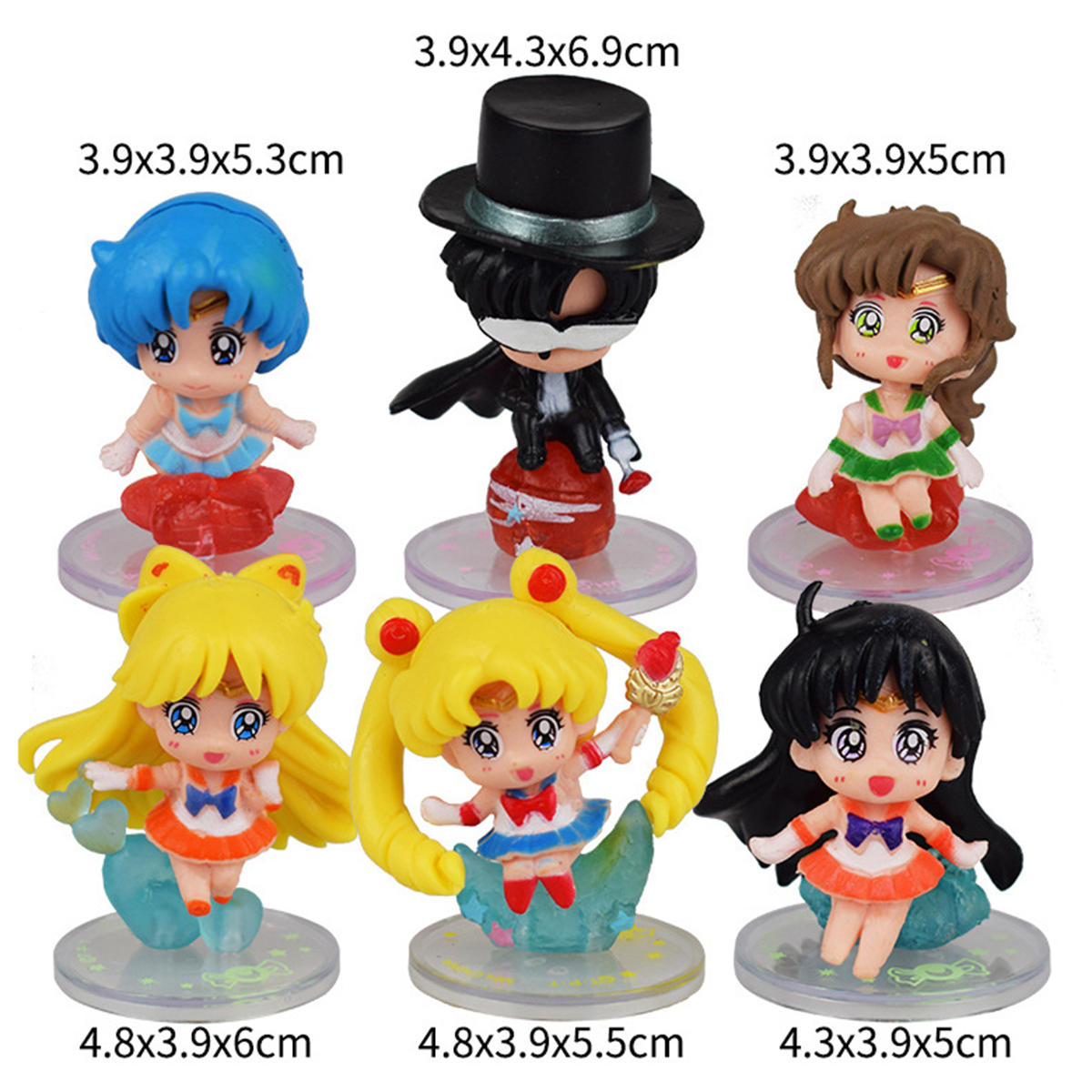 Bộ 6 mô hình Sailor Moon Thủy Thủ Mặt Trăng (4-6 cm) sưu tầm, trang trí bàn học