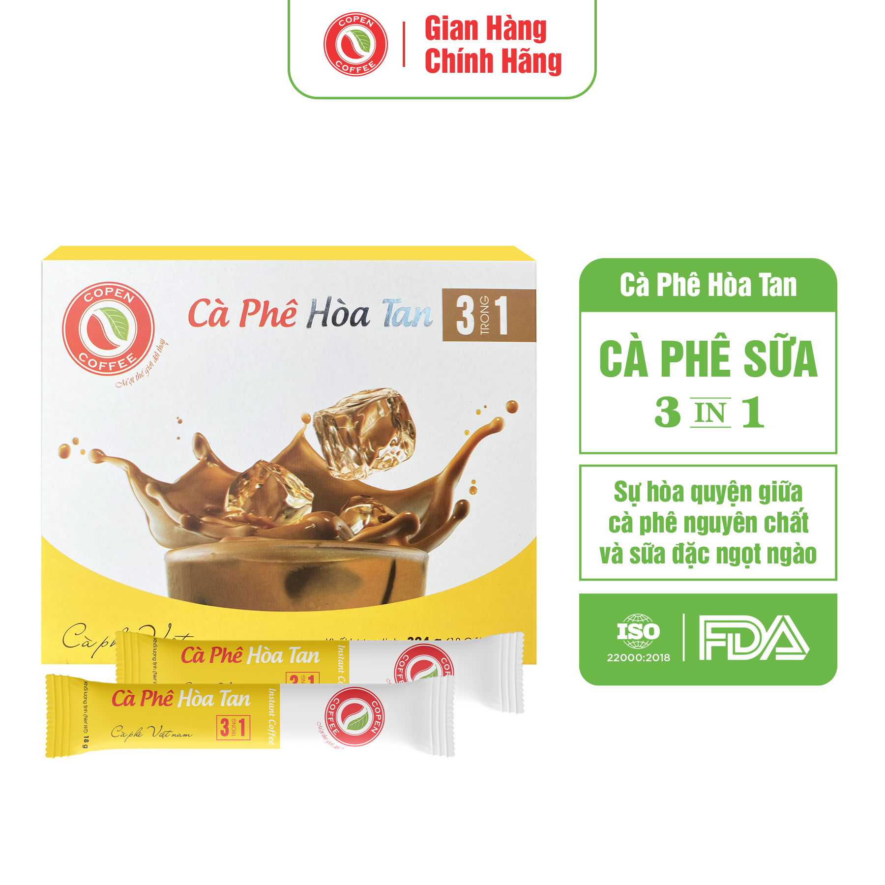 Cà phê sữa hòa tan Copen Coffee 3 trong 1