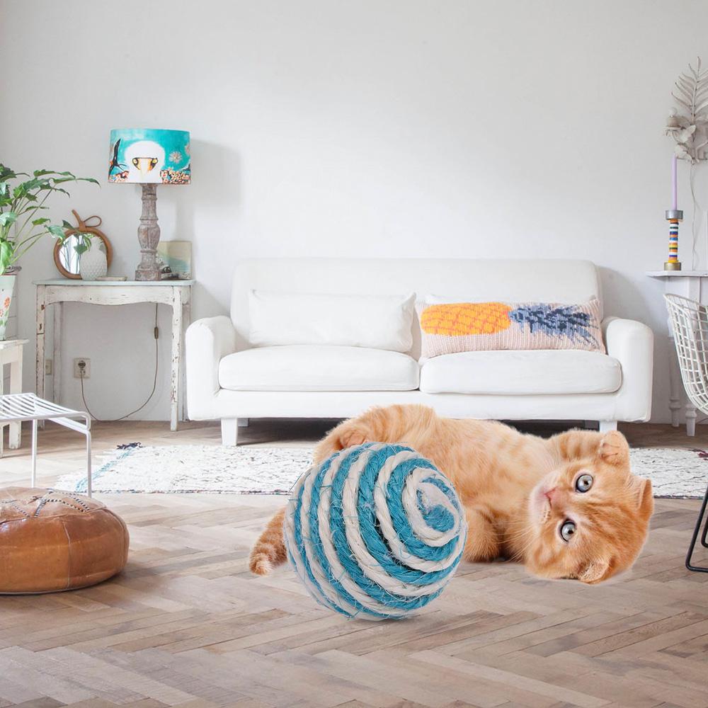 Đồ Chơi Mèo Sisal Ball 5Cm Cat Scratch Nhai Đồ Chơi Tương Tác Cho Mèo Con Mèo
