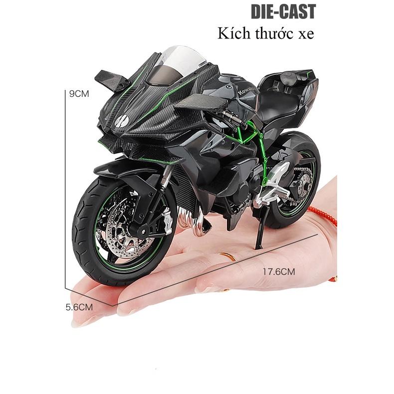 Mô hình xe mô tô Kawasaki Ninja H2R bằng hợp kim nguyên khối có nhạc và đèn tỷ lệ 1:12