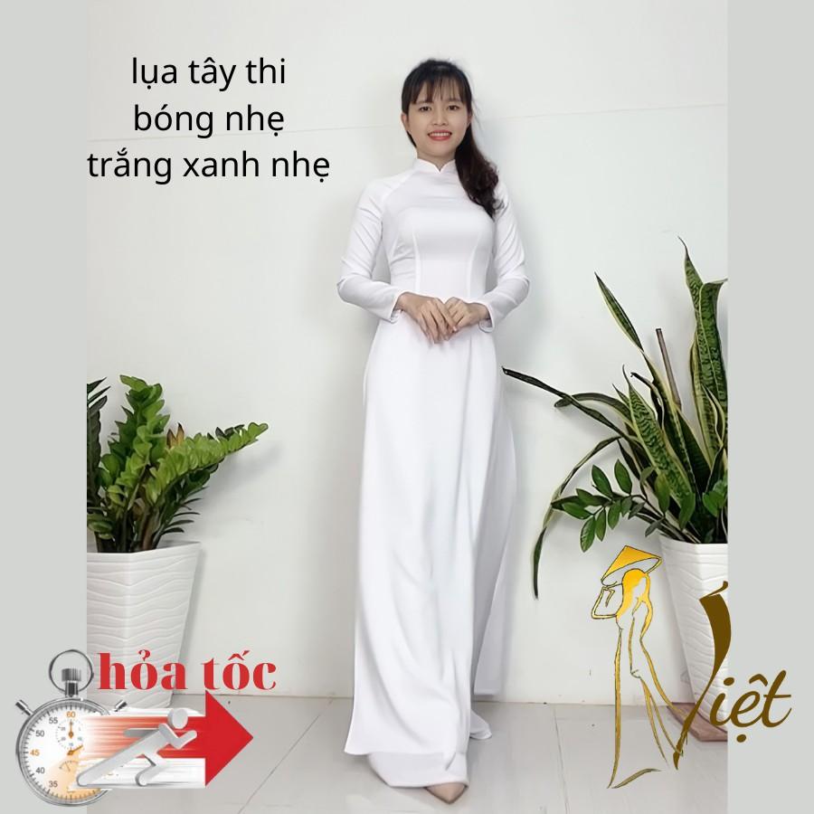 ÁO DÀI TRẮNG HỌC SINH NỮ ĐI HỌC MAY SẴN TRUYỀN THỐNG GIÁ RẺ LỤA TÂY THI (ảnh thật)