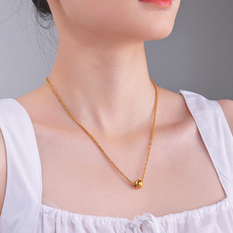 Dây Chuyền Dây Lấp Lánh Mặt Trái Châu Titan Ko Đen TT 4367