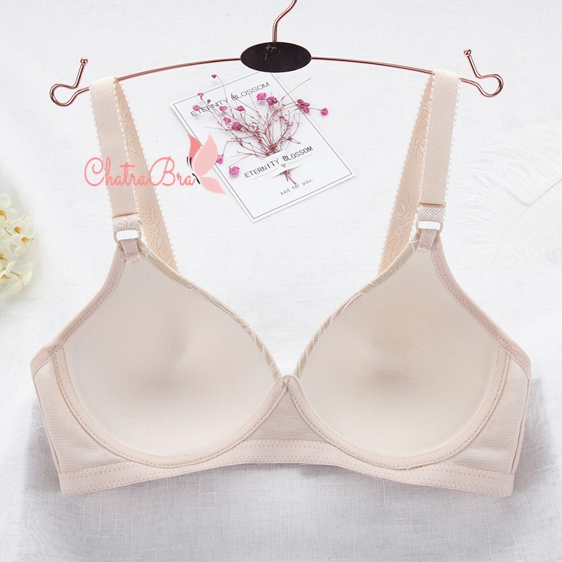 Áo lót trơn không gọng mút đệm vừa cotton chấm bi chìm