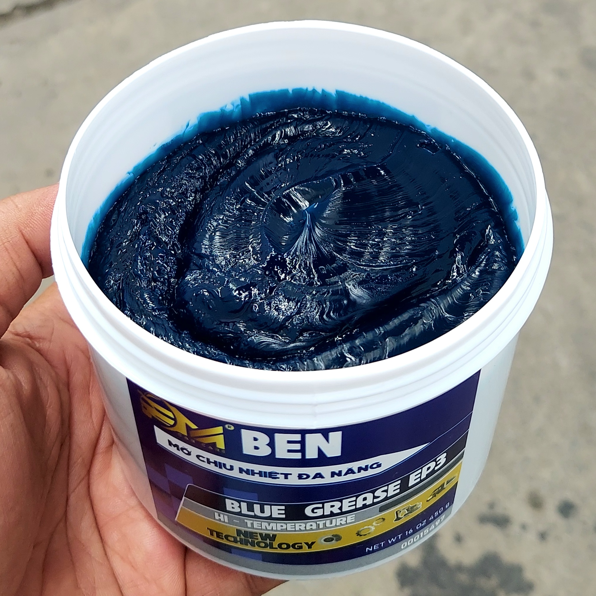 MỠ XANH ĐEN CHỊU NHIỆT BEN BLUE GREASE EP3 450GR CHỊU NHIỆT 260 ĐỘ