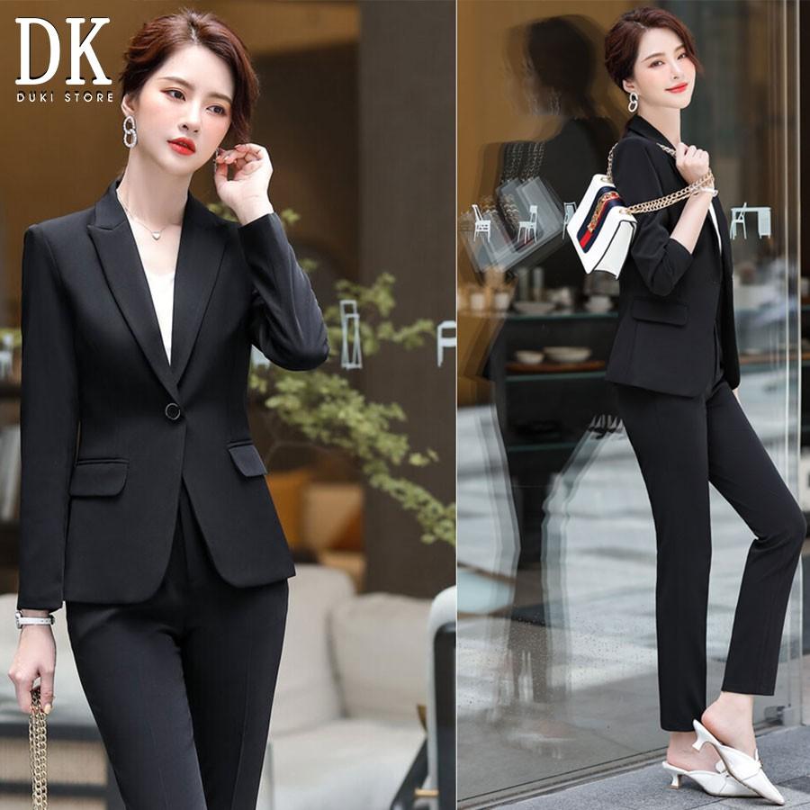 Bộ vest nữ công sở 1 cúc đẹp màu đen giá siêu rẻ - DUKI STORE
