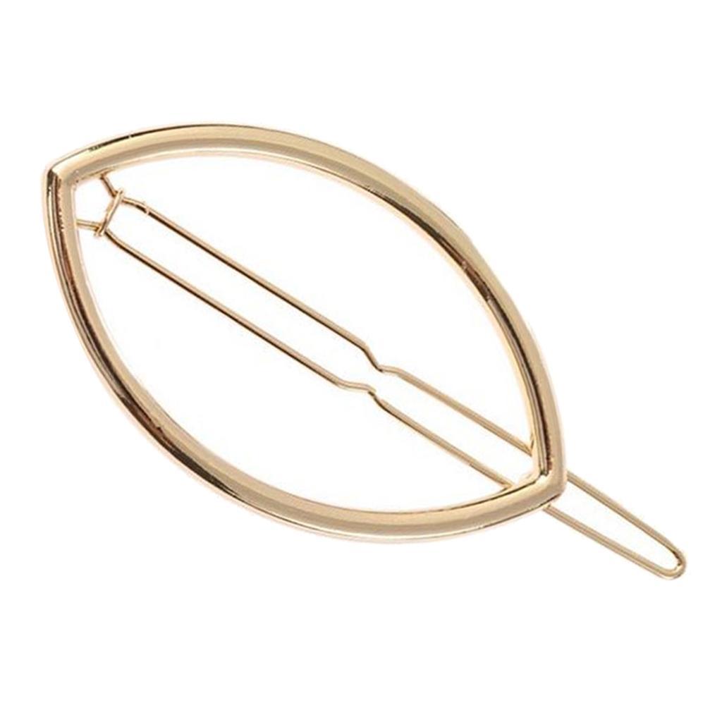 2x Geometric Hairpin Clip Delicate Alloy Oval Snap Clip for Hair Ladies Hairstyle