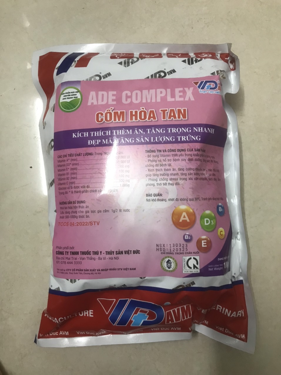 ADE bcomplex bổ sung vitamin cho chó, mèo, gia súc, gia cầm (1kg)