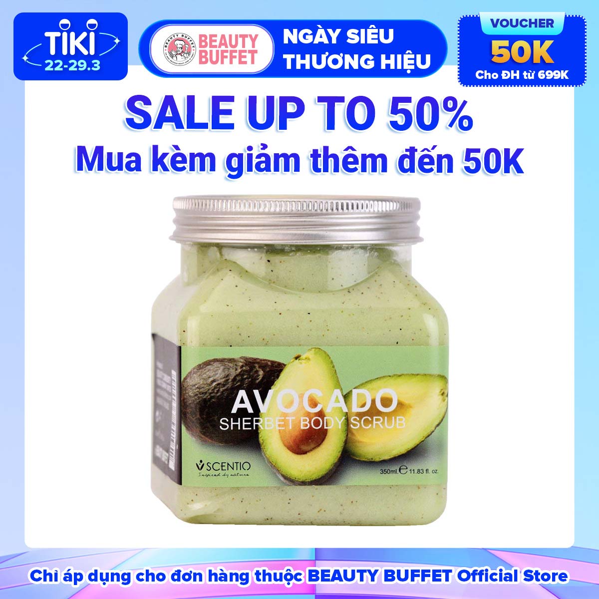 Tẩy Tế Bào Chết Toàn Thân Dưỡng Ẩm Và Sáng Mịn Da Hương Bơ Scentio Avocado 350ml